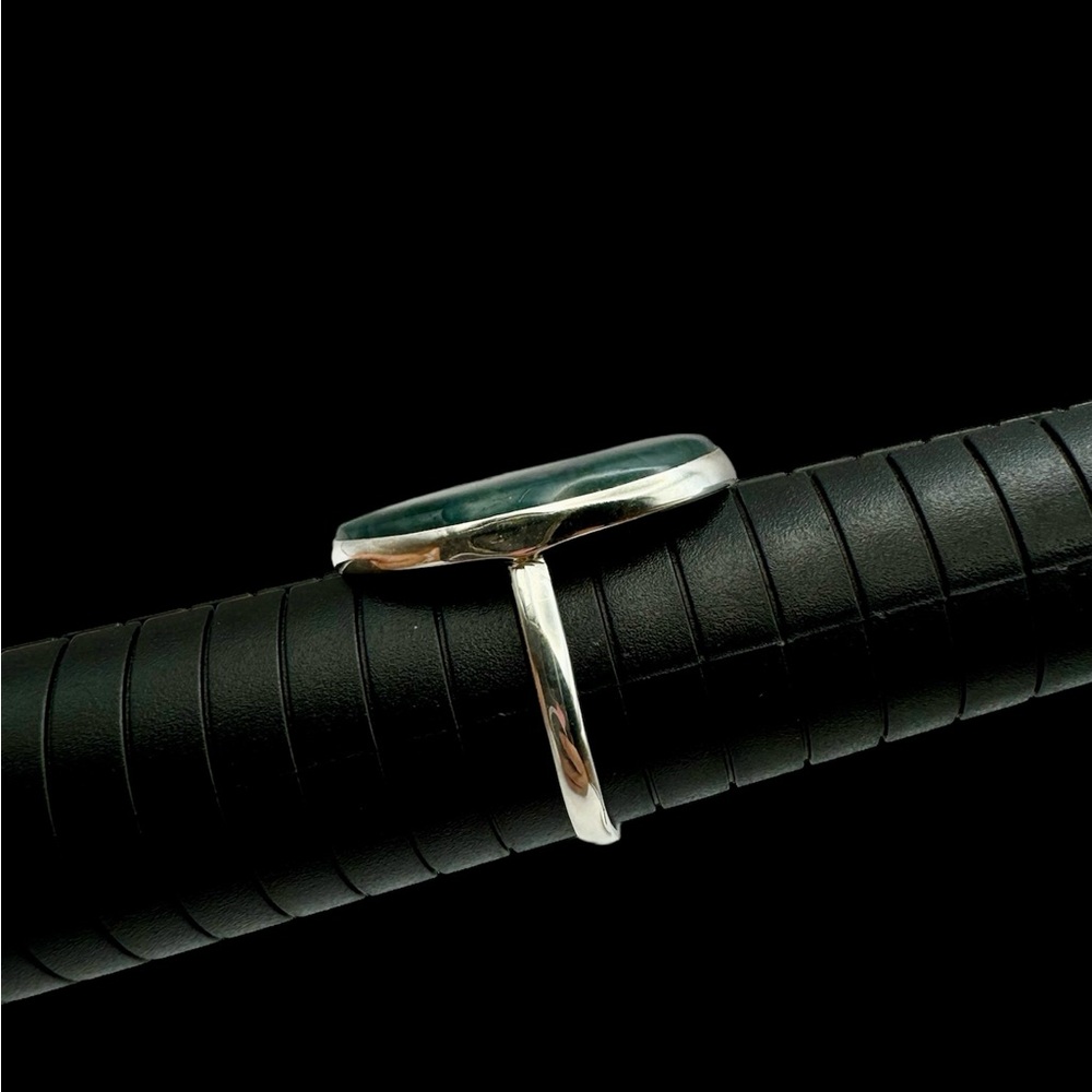 Moss Agate Ring Set In Solid Sterling Silver - image 5